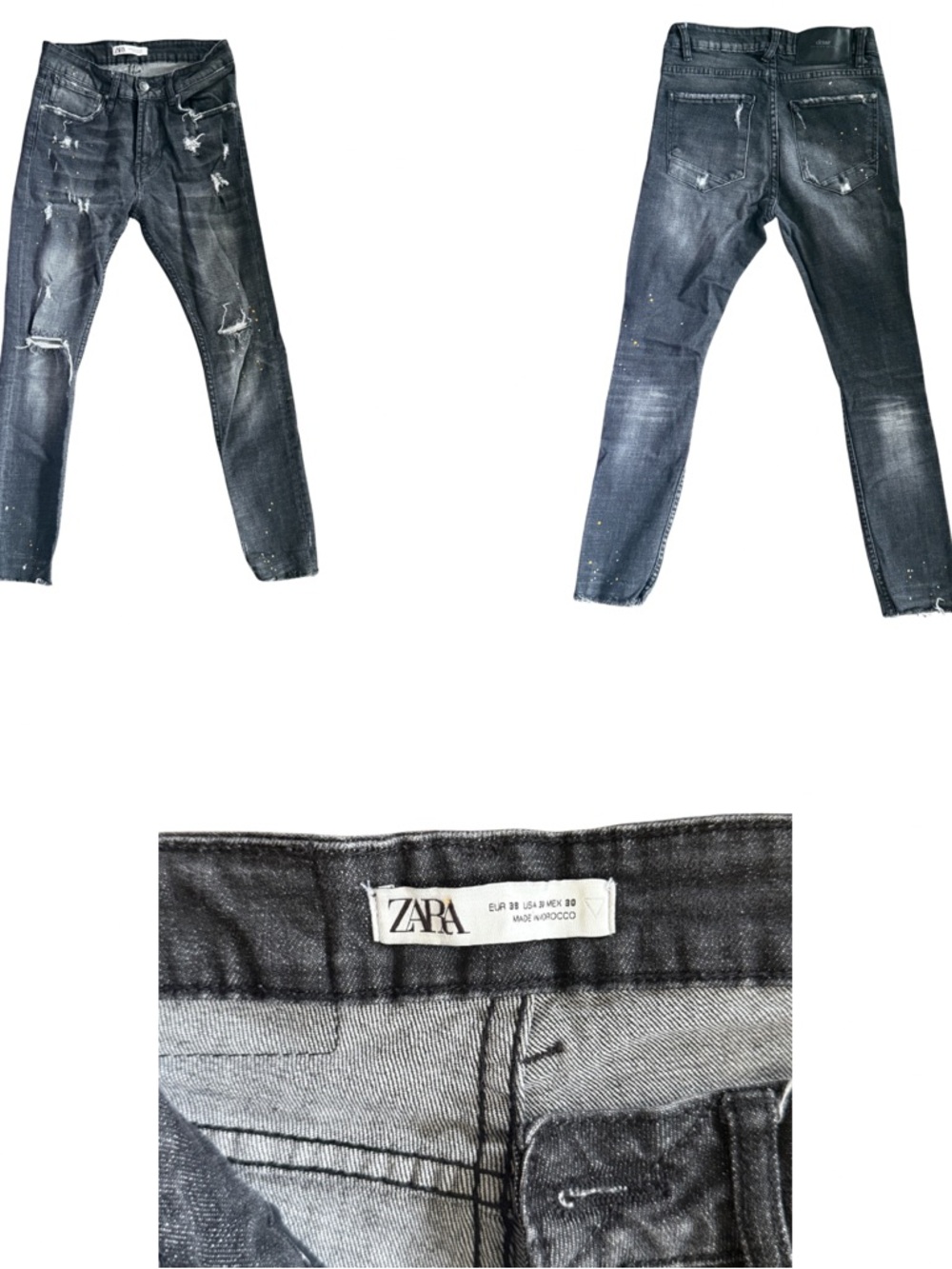 Zara dnwr Distressed Paint Splatter Jeans
